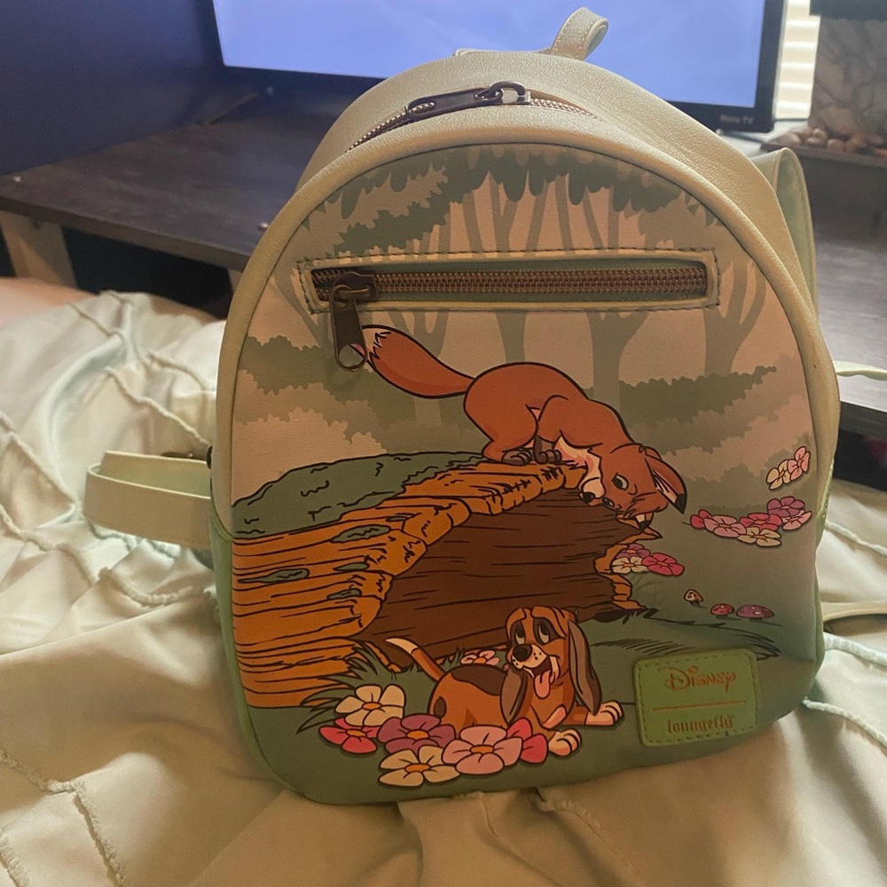 Disney loungefly fox and hound blue mini backpack